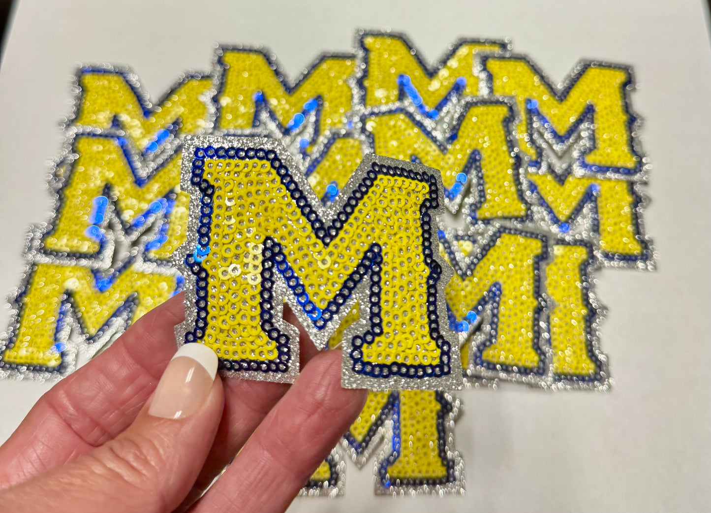 Sequin Letter Patch: Glitter Iron-On Applique, 2.5", DIY Trucker Hat Decor