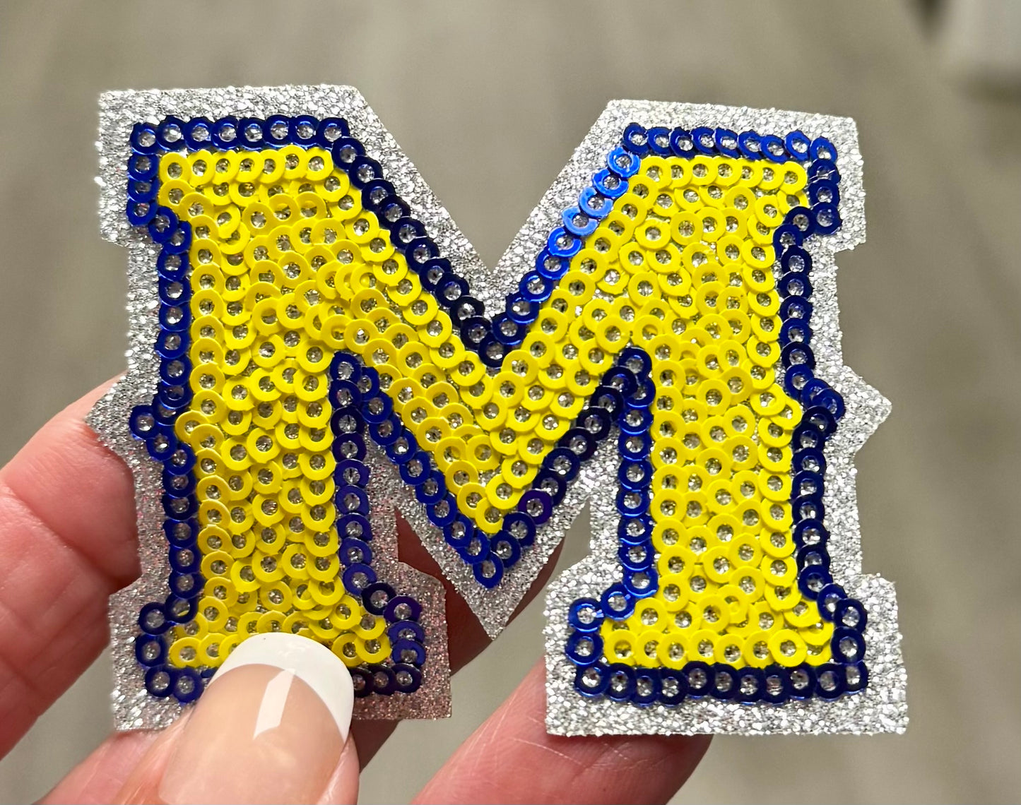 Sequin Letter Patch: Glitter Iron-On Applique, 2.5", DIY Trucker Hat Decor