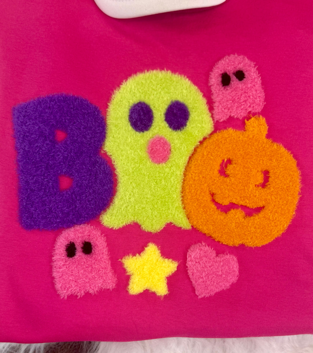 Boo Fluffy Halloween Patch; DIY Iron on Applique