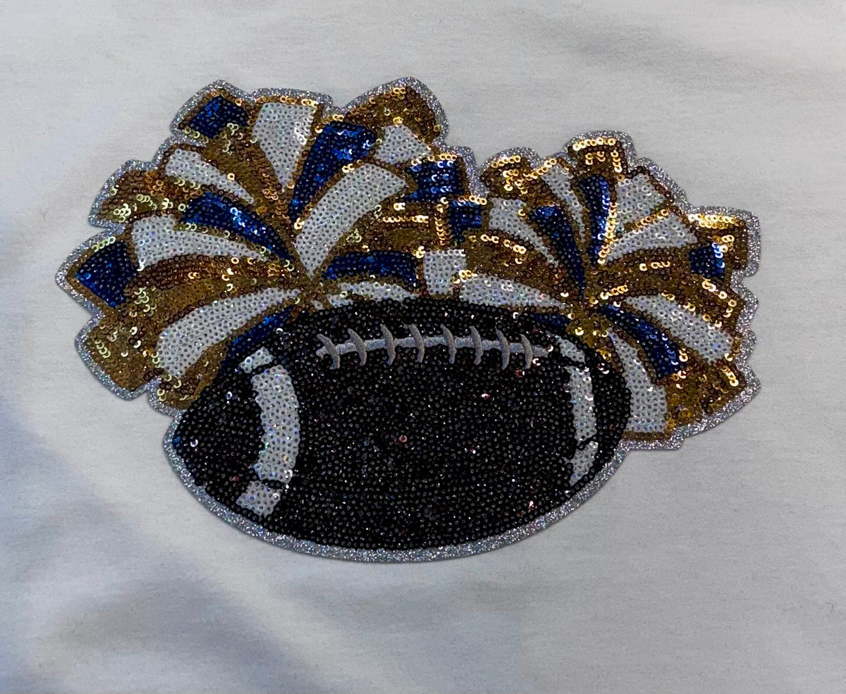 Cheer Sequin Patch, Football and Pom Poms, DIY Applique
