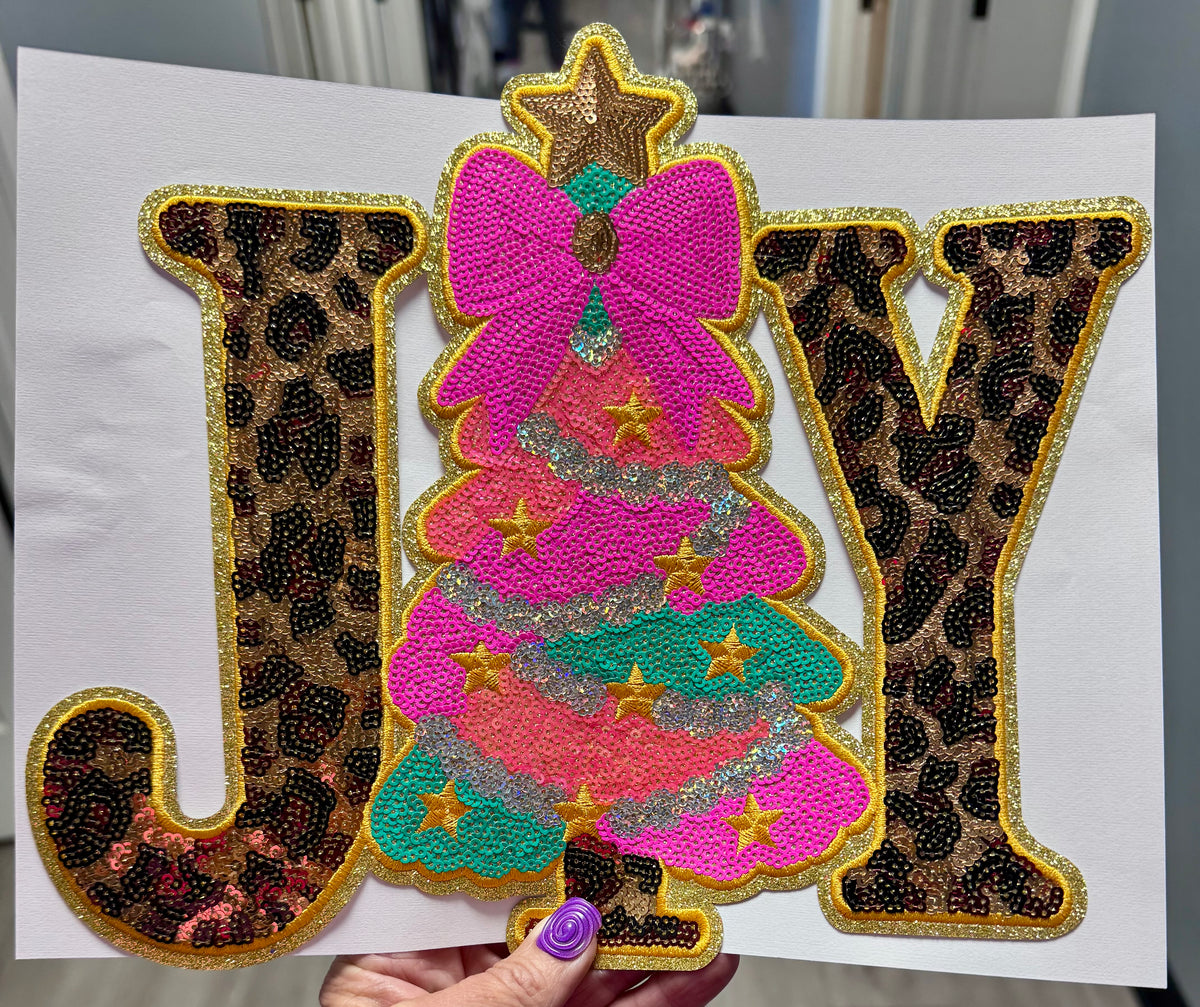Sequin Joy Patch: Christmas Tree Iron on Applique - 11-inch