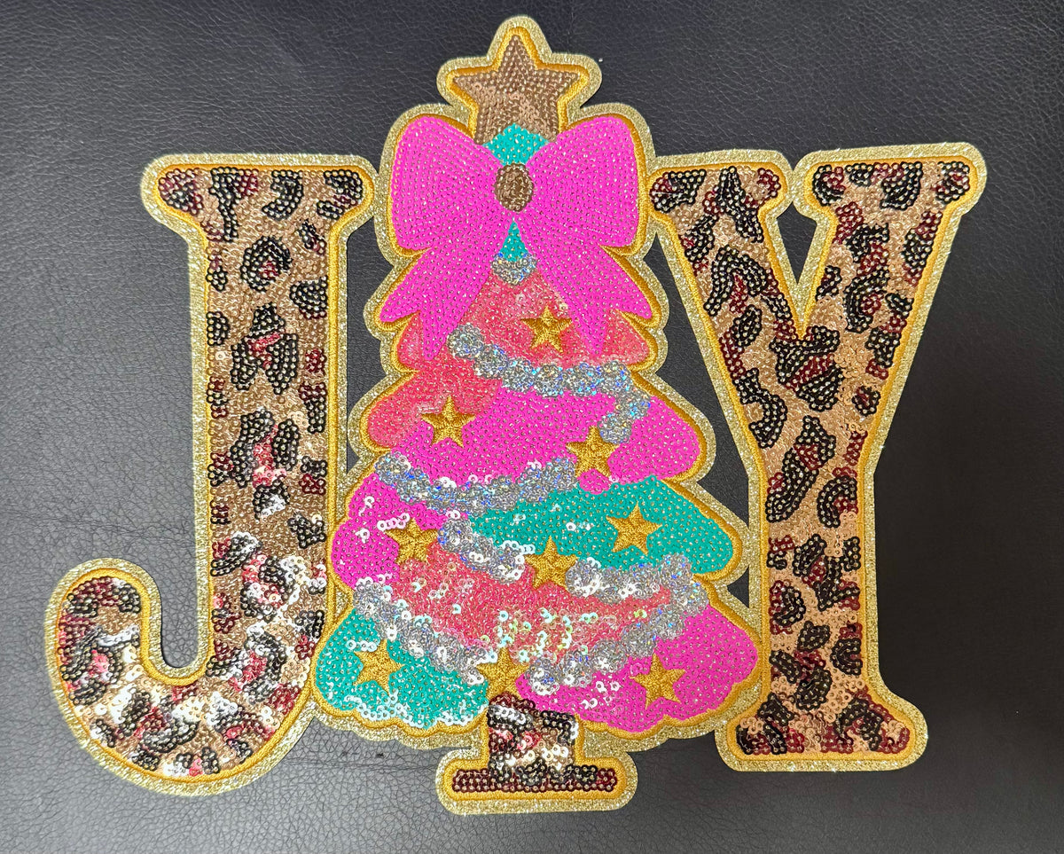 Sequin Joy Patch: Christmas Tree Iron on Applique - 11-inch