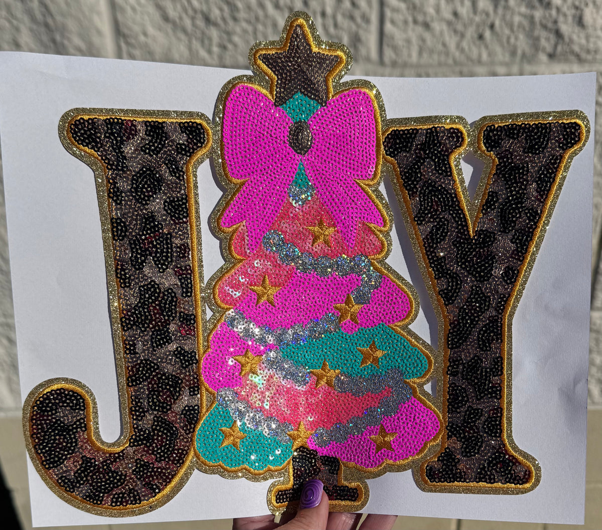 Sequin Joy Patch: Christmas Tree Iron on Applique - 11-inch