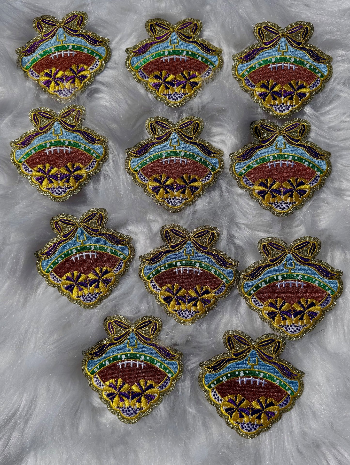 Football Cheer Bow Embroidered Patch: Game Day Iron on Applique