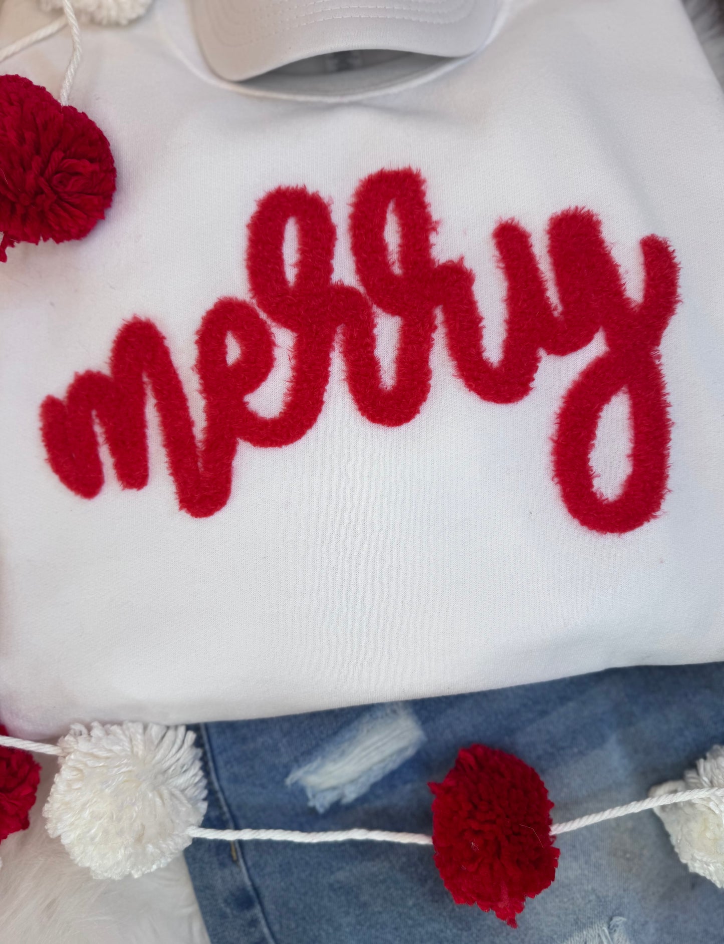 Merry Fluffy Patch, Christmas Patch, Iron on Patch, DIY Applique