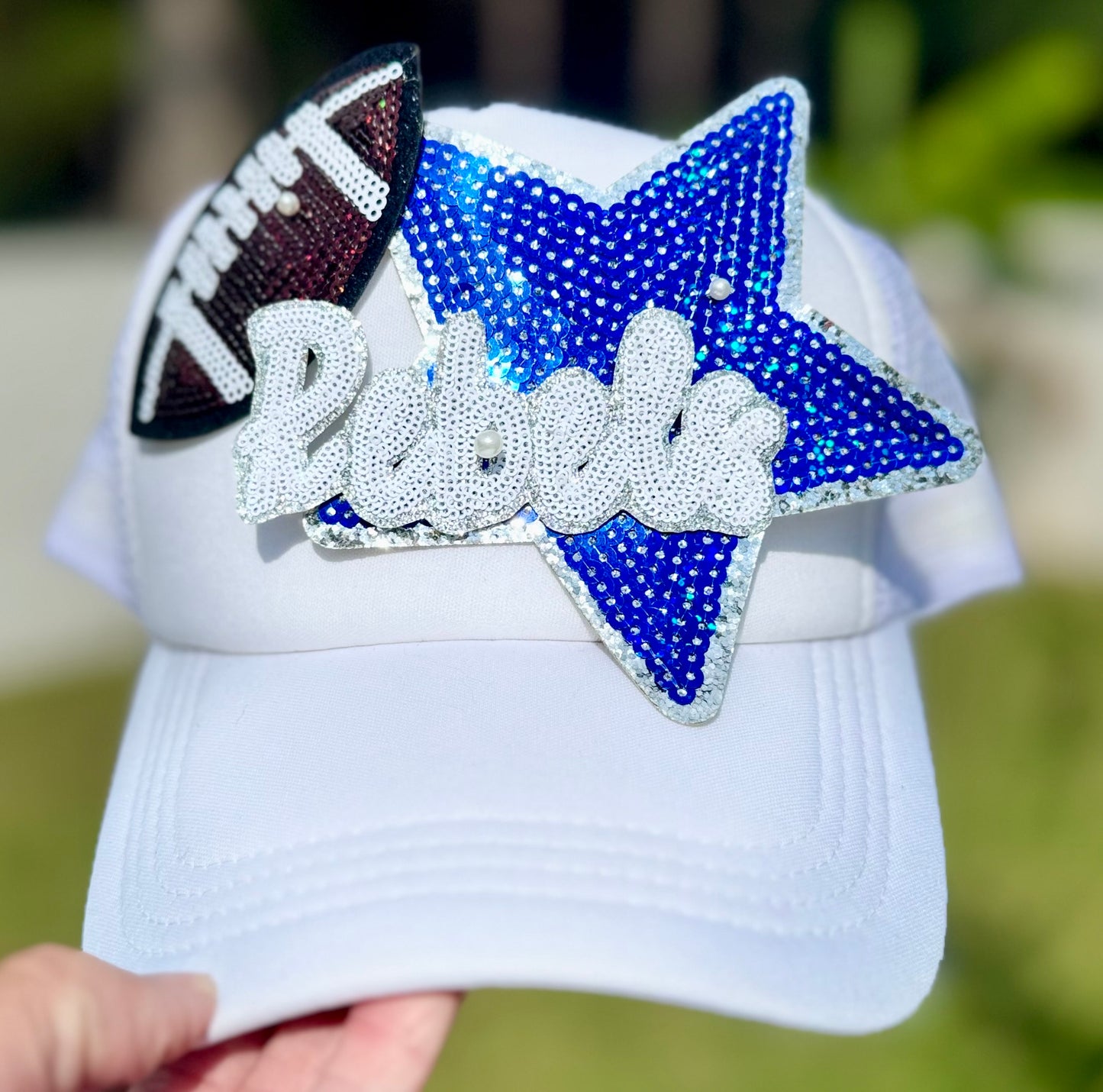 Rebels Sequin Iron On Patch: 4" Hat Patch, Silver Glitter Game Day Mascot