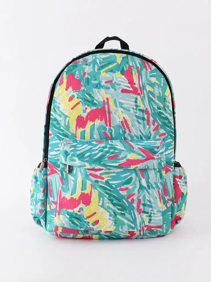 Green lily print backpack/Back to School