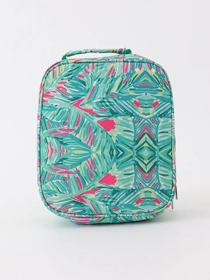 Green lily print lunch box/Back to School