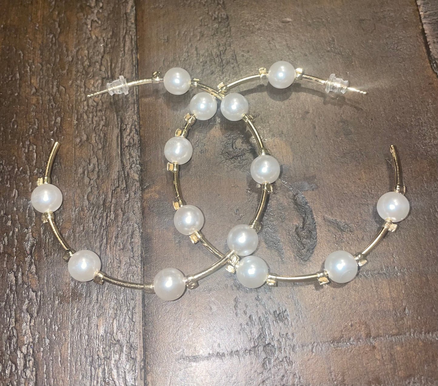 Faux Pearl Studded Hoops/Jewelry