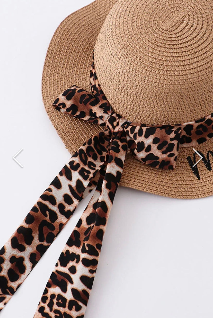 Leopard Mama and Mama's Girl Beach Straw Hats MAMA and MINI