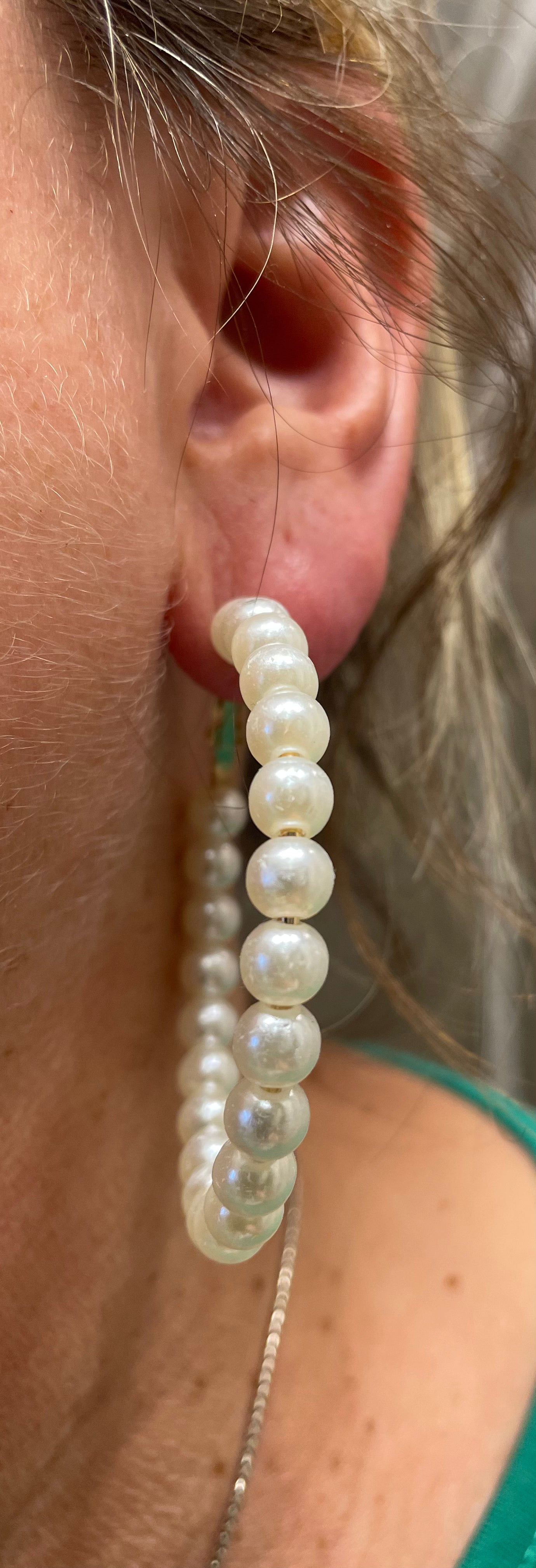 Faux Pearl Hoop Earrings/Jewelry