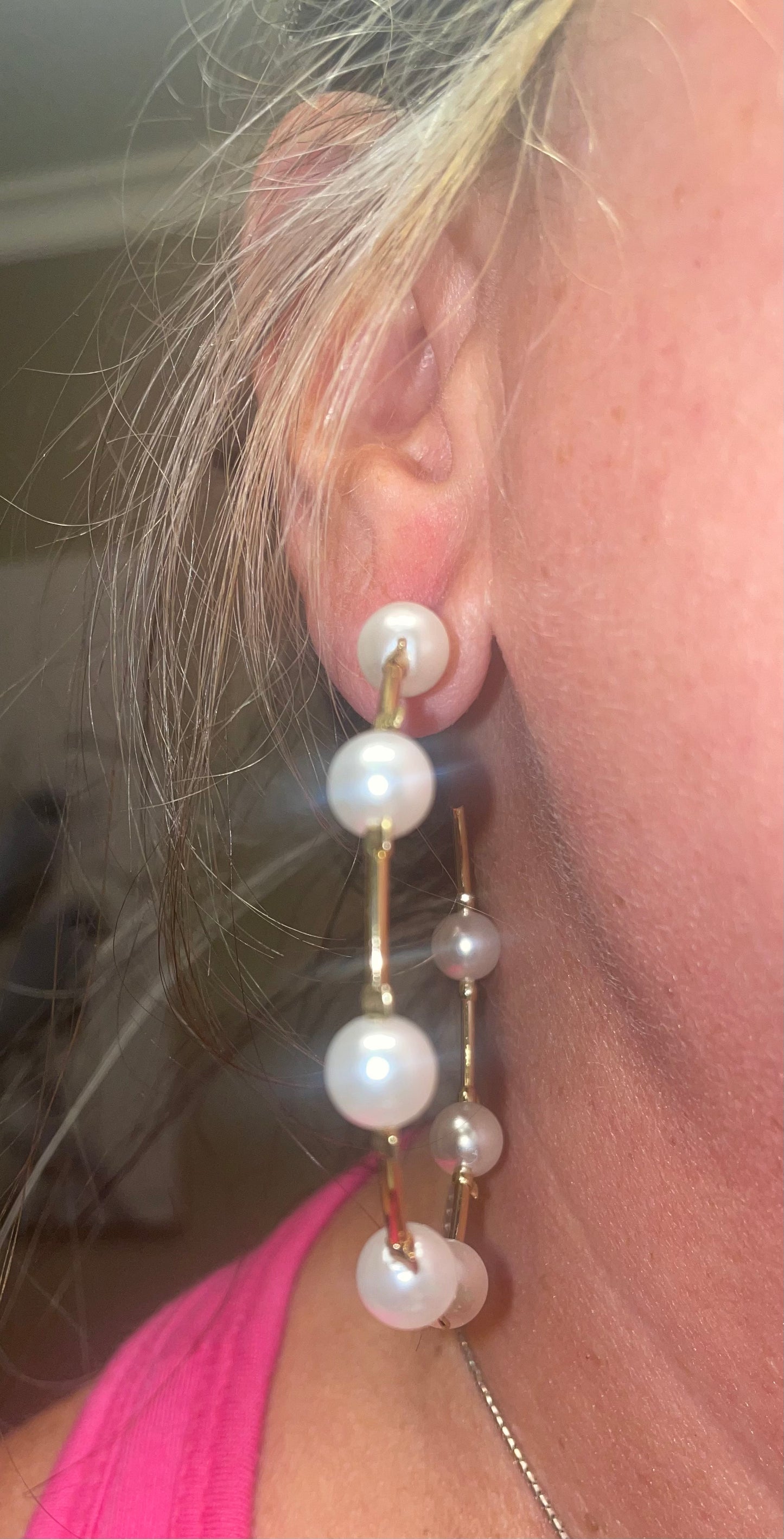 Faux Pearl Studded Hoops/Jewelry