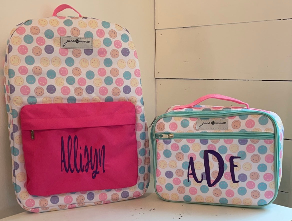 Jane Marie Kids Color Me Happy Backpack/Lunch Box/Back to School
