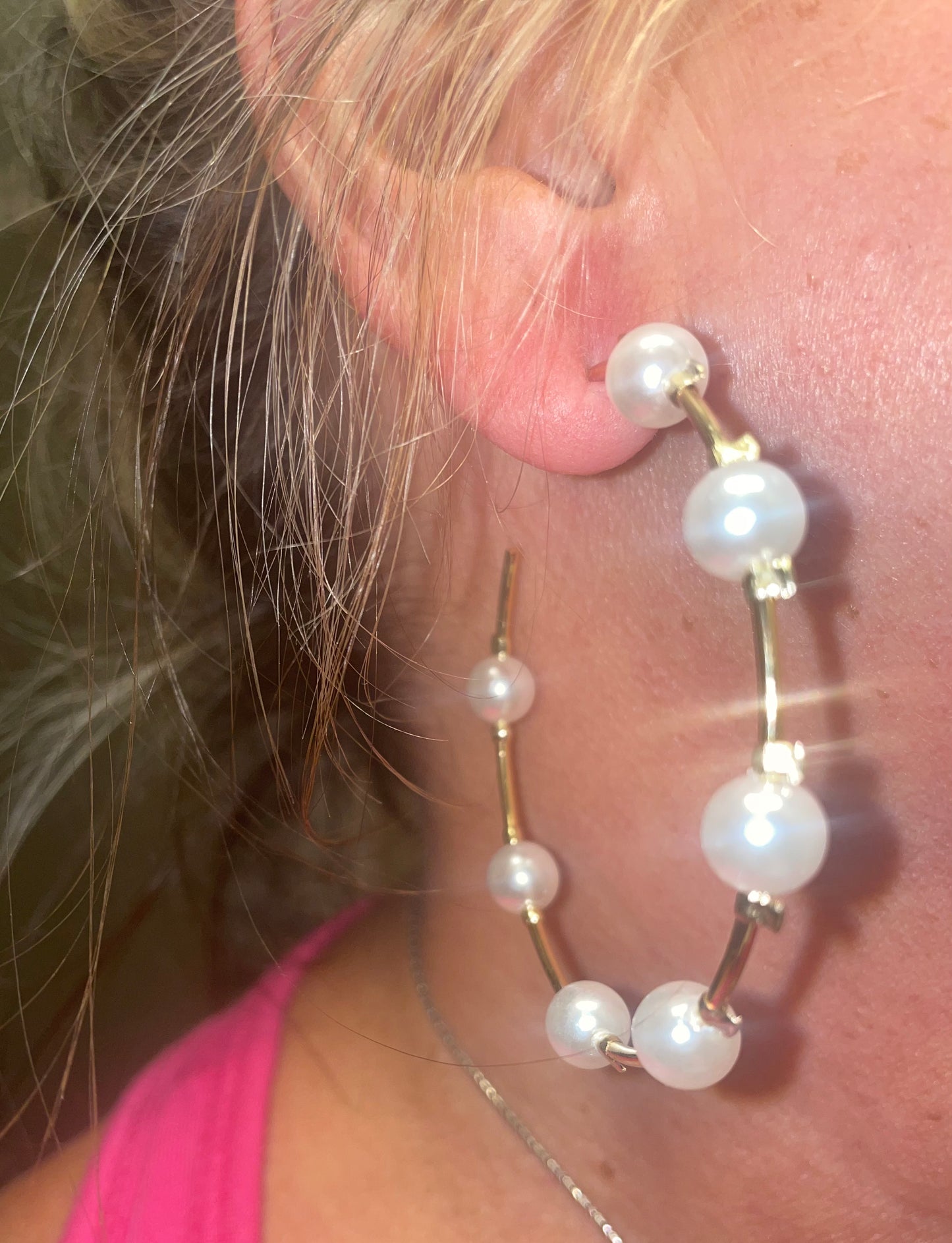 Faux Pearl Studded Hoops/Jewelry