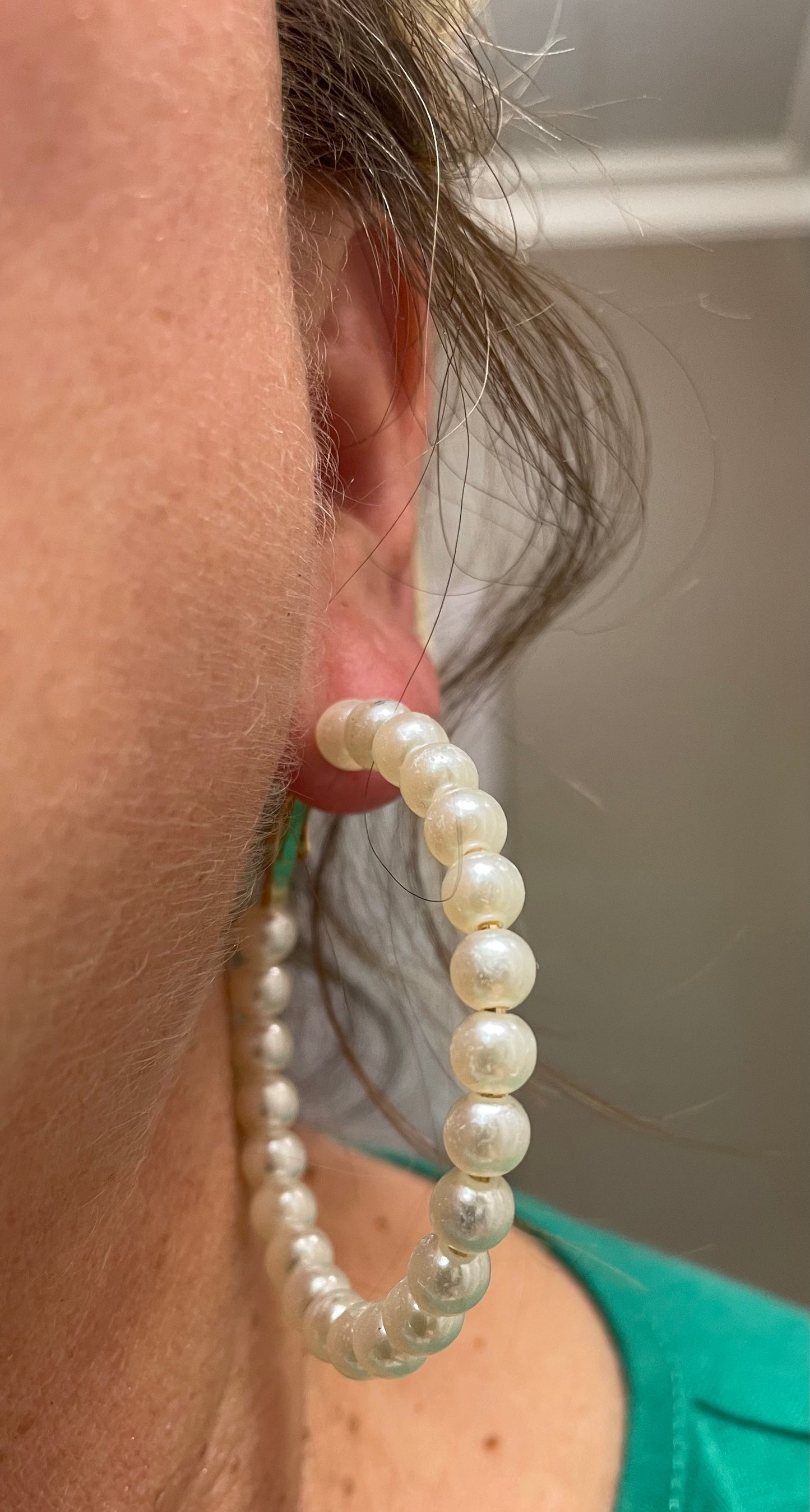 Faux Pearl Hoop Earrings/Jewelry