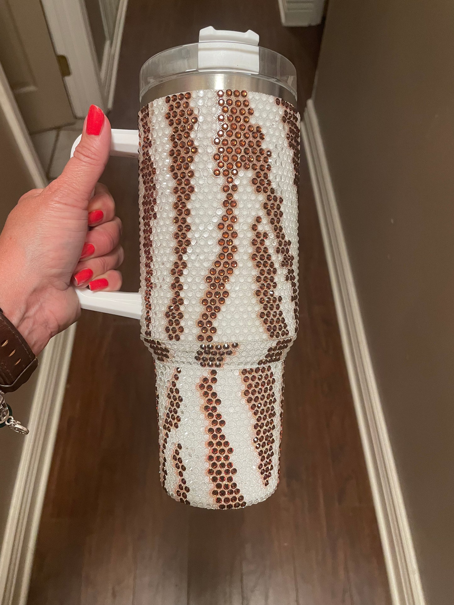 Glow in the dark Zebra Bling Tumblers, Rhinestone Glow in the Dark 40 oz Tumbler