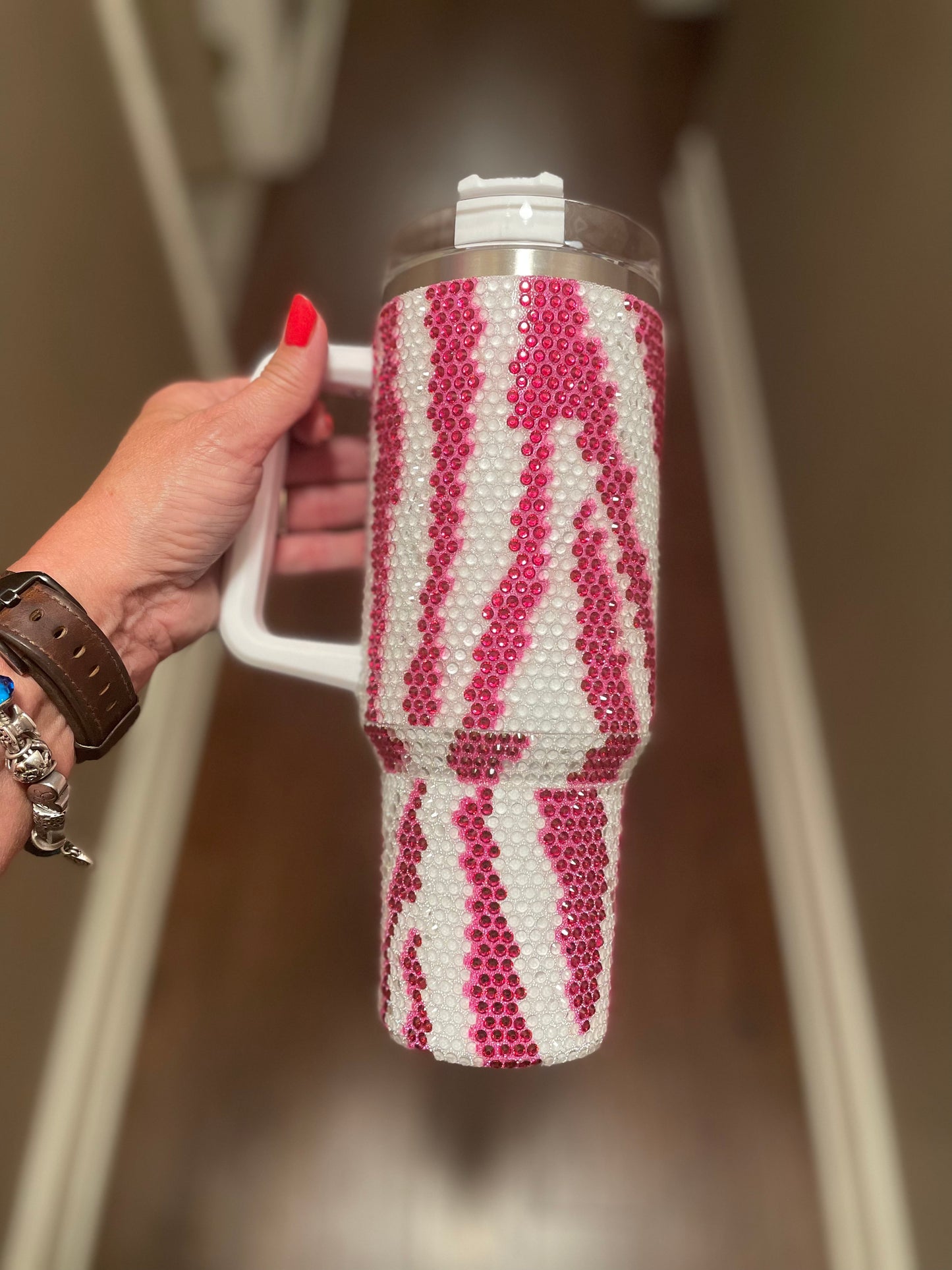 Rhinestone 40 oz Travel Tumbler in Turquoise