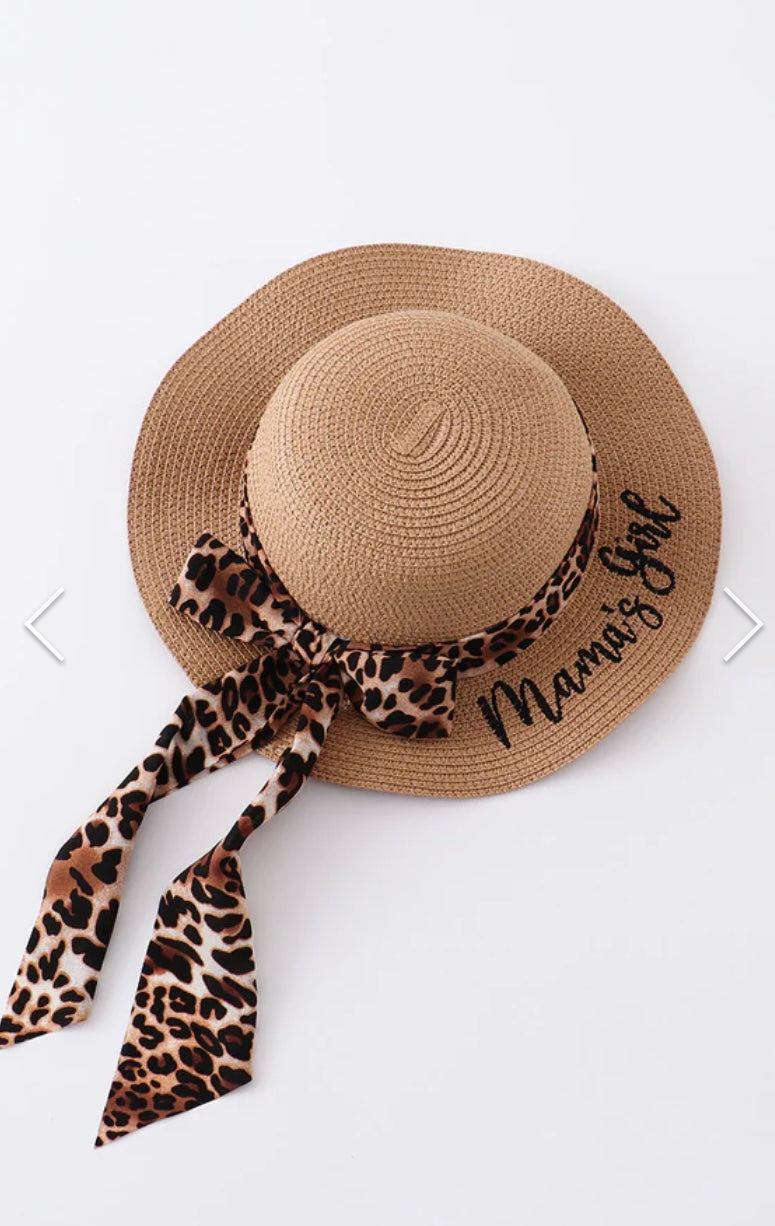 Leopard Mama and Mama's Girl Beach Straw Hats MAMA and MINI