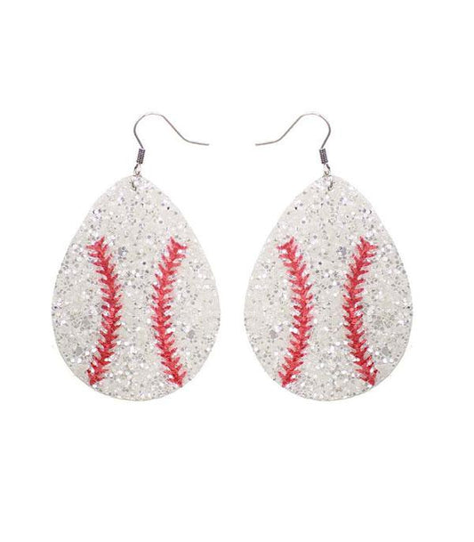 Glitter Teardrop Baseball Earrings/Jewelry/GAME DAY