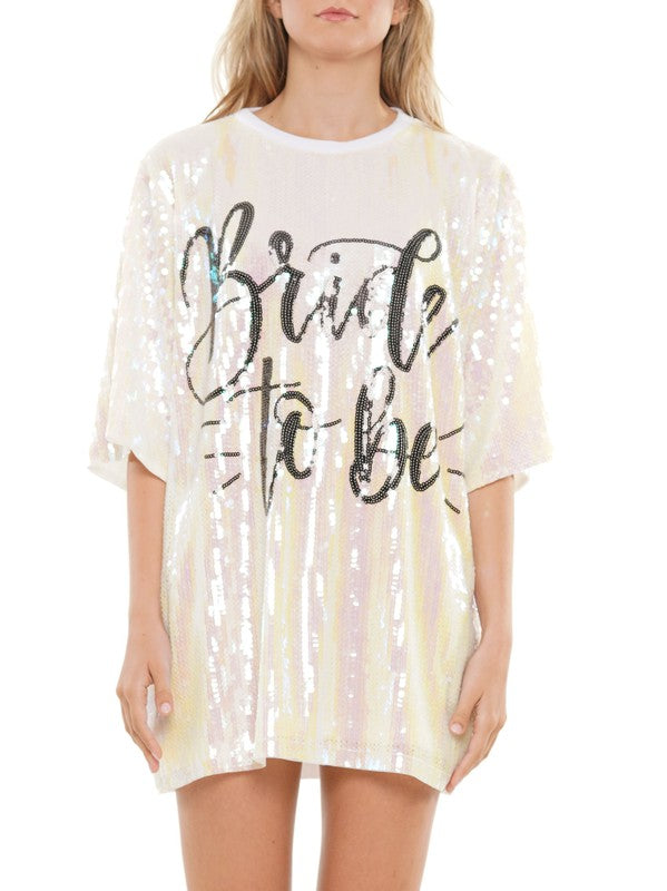 BRIDE TO BE WHITE SEQUIN DRESS