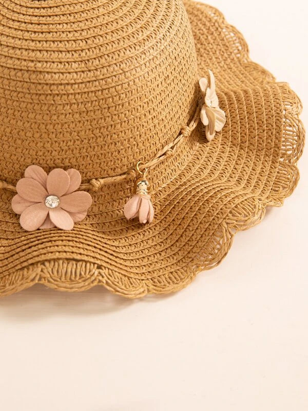 Little Girl Summer Straw Hat with matching Purse