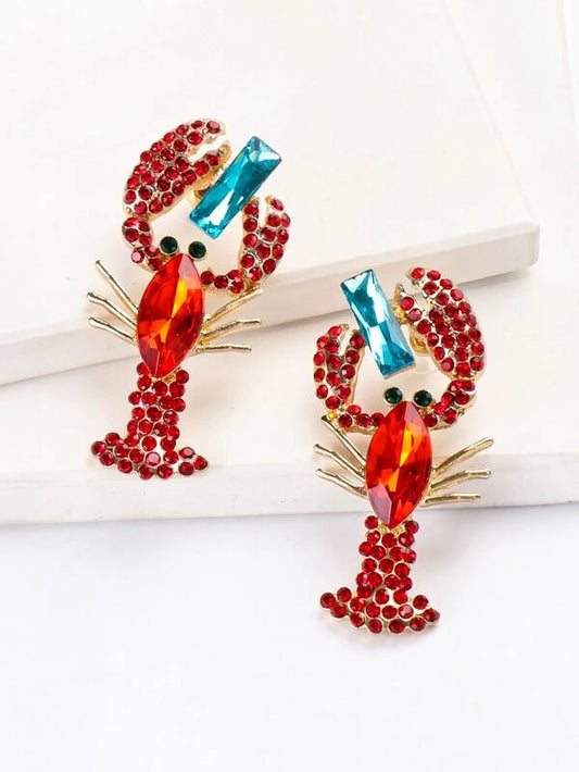 Rhinestone Lobster Earrings/Jewelry