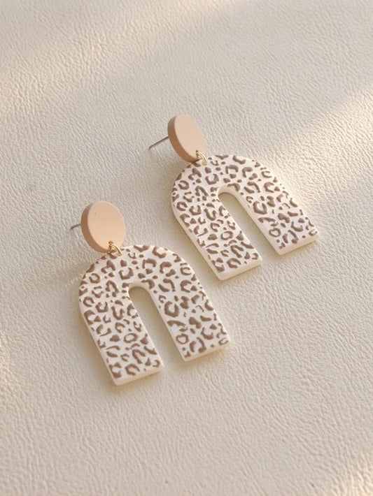 Leopard Pattern U Shaped Drop Earrings/Jewelry