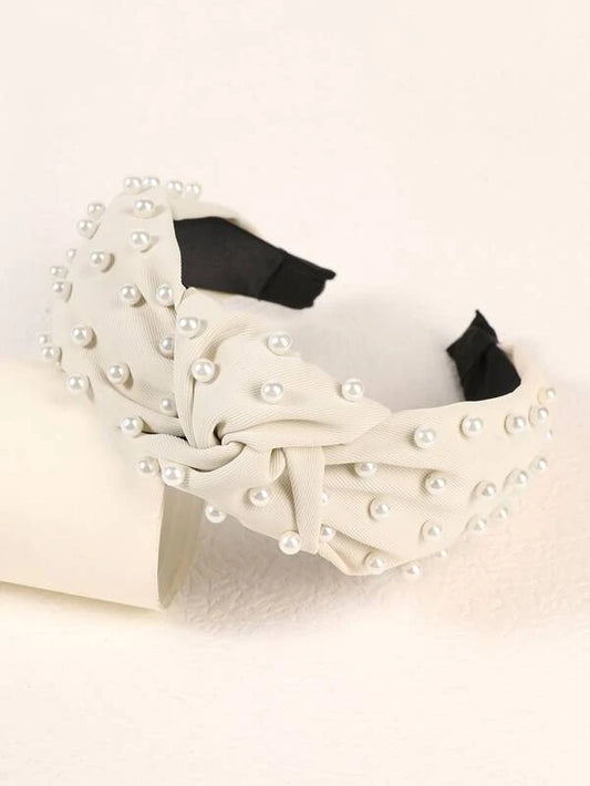 Faux Pearl Decor Wide Head Band/Hair Accessories