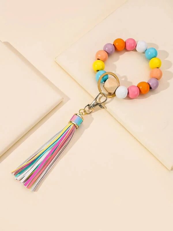 Bead & Tassel Charm Keychain/Wristlet