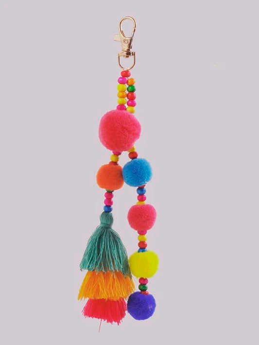 Pom Pom & Tassel Decor Bag Charm