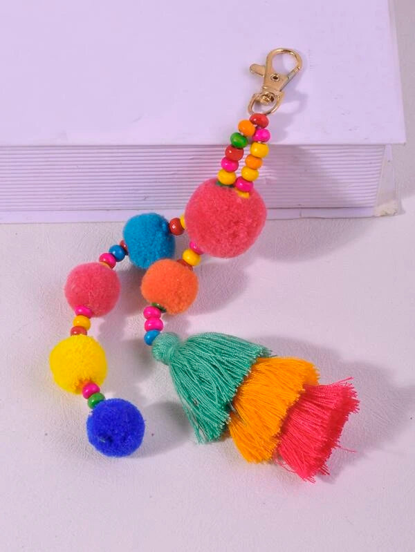 Pom Pom & Tassel Decor Bag Charm