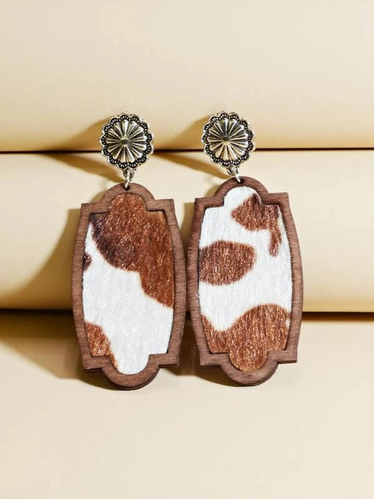 Cow Pattern Geometric Drop Earrings