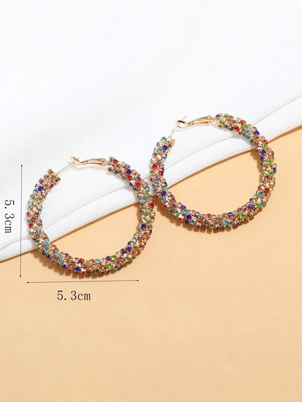 Rhinestone Decor Hoop Earrings/Jewelry