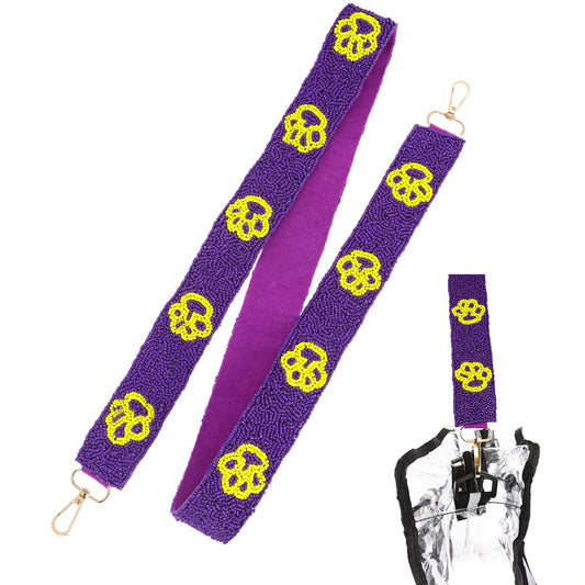 COLLEGE SPORTS PURPLE AND YELLOW PAWS BEADED STRAP/GAME DAY