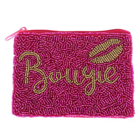 BOUGIE SEED BEAD HANDMADE BEADED ZIPPER COIN CARD MONEY POUCH/PURSE/BAG