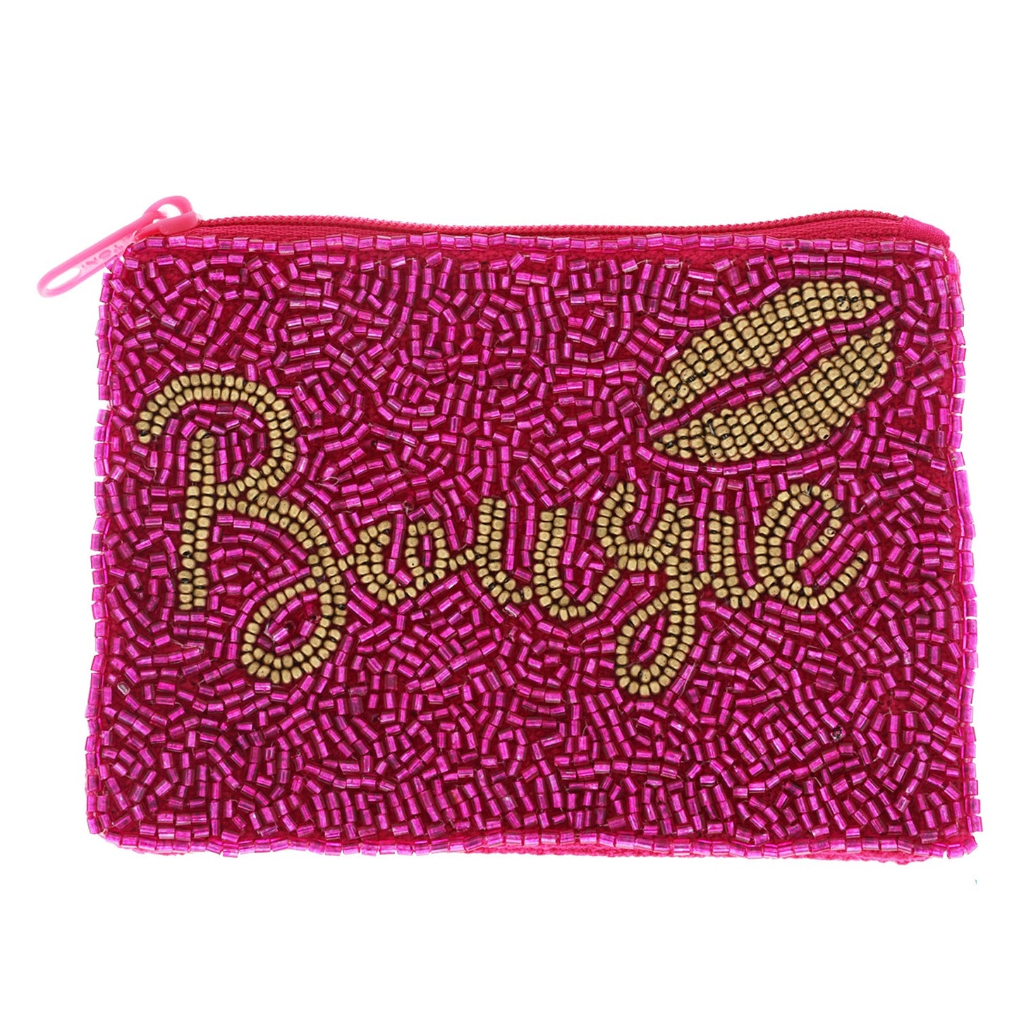 BOUGIE SEED BEAD HANDMADE BEADED ZIPPER COIN CARD MONEY POUCH/PURSE/BAG