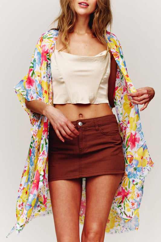 FLORAL TRANSLUCENT COVER-UP WOMEN'S KIMONO/BEACH