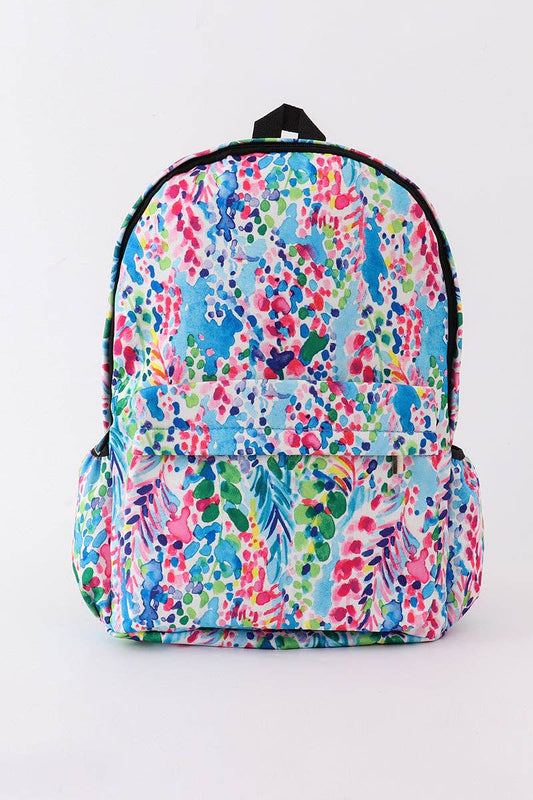 Blue lily print backpack/Back to School