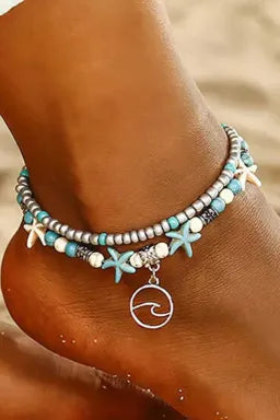 Light Blue Bohemian Beaded Anklet jewelry/BEACH