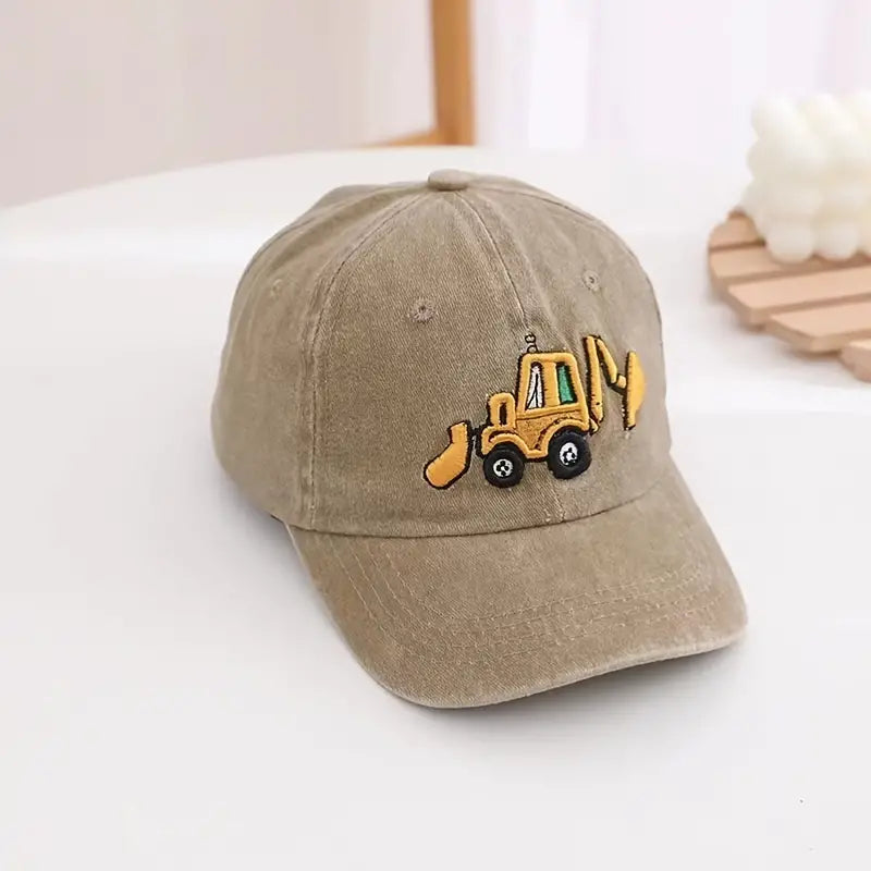Children's Excavator Embroidered Baseball Hat Adjustable Sun Protection