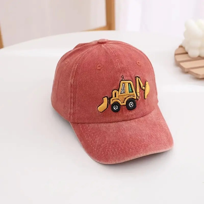 Children's Excavator Embroidered Baseball Hat Adjustable Sun Protection