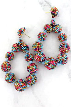Multi color Seed Bead Hoop Ear Rings Jewelry