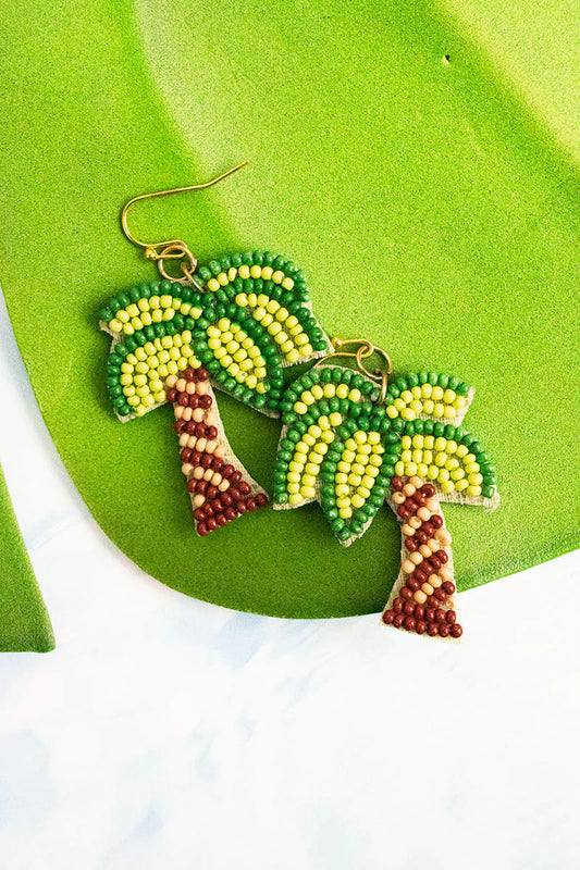 Palm Tree Seed Bead Ear Rings/Jewelry