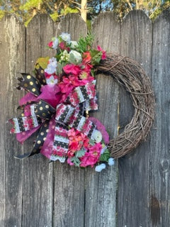 Sassy Hot Pink Hydrangea Front Door Wreath