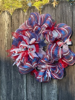 Patriotic Red, White and Blue Camper Front Door Wreath