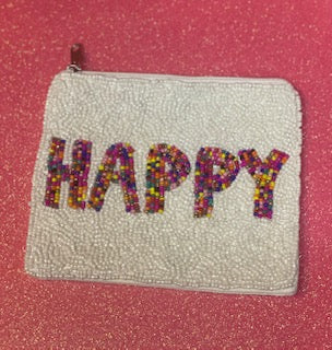 Happy Seed Bead Coin Purse/Bag