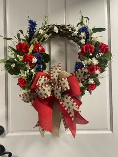 Red, White and Blue Fourth of July Floral Front Door wreath