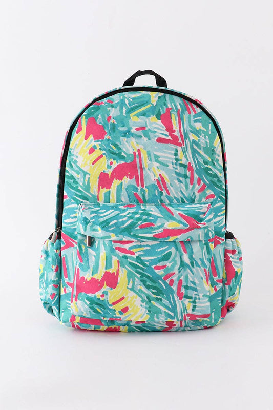 Green lily print backpack/Back to School