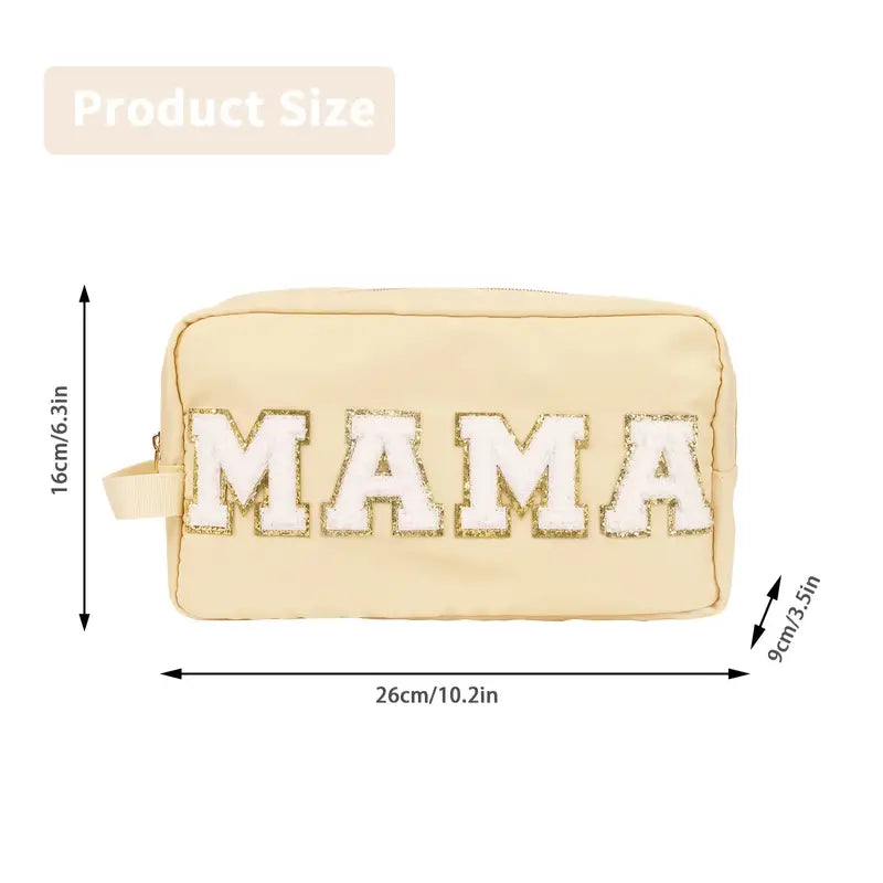 Cosmetic Bag with MAMA Chenille Patch