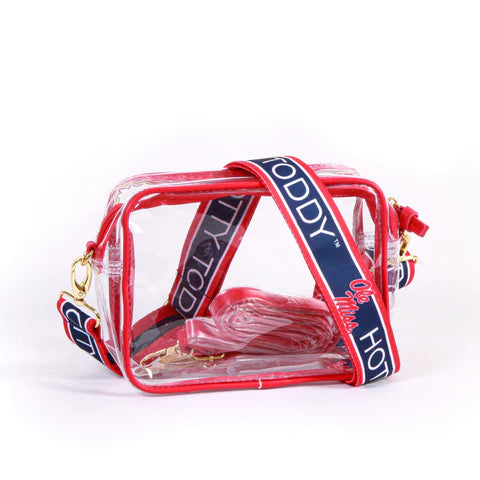 Clear Purse with Patterned Shoulder Straps - Ole Miss/Game Day/Game Day